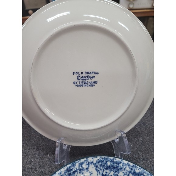 Folk Craft Tienshan Cabin in the Snow Salad Plates 7-5/8" Set of 2 Christmas - Picture 3 of 7